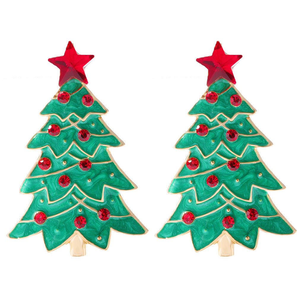 Wholesale Christmas Candy Cane Christmas Tree Stud  Alloy Earrings